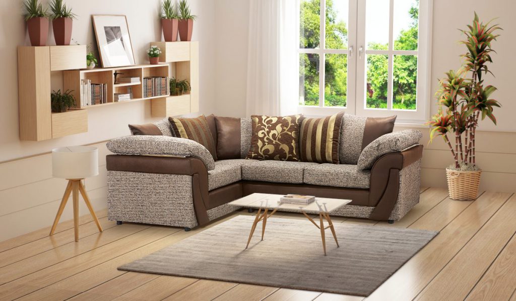 Brown corner sofa from Oaklands in the living room